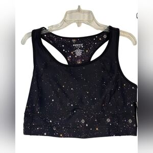 Torrid Active 2X Black Cosmo Star Print Light Support Tank Crop Top New